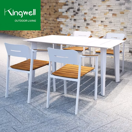 Teak Wood Dining Table Set Outdoor Garden Patio Aluminum Furniture for Dining Room