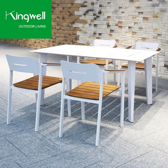 Teak Wood Dining Table Set Outdoor Garden Patio Aluminum Furniture for Dining Room