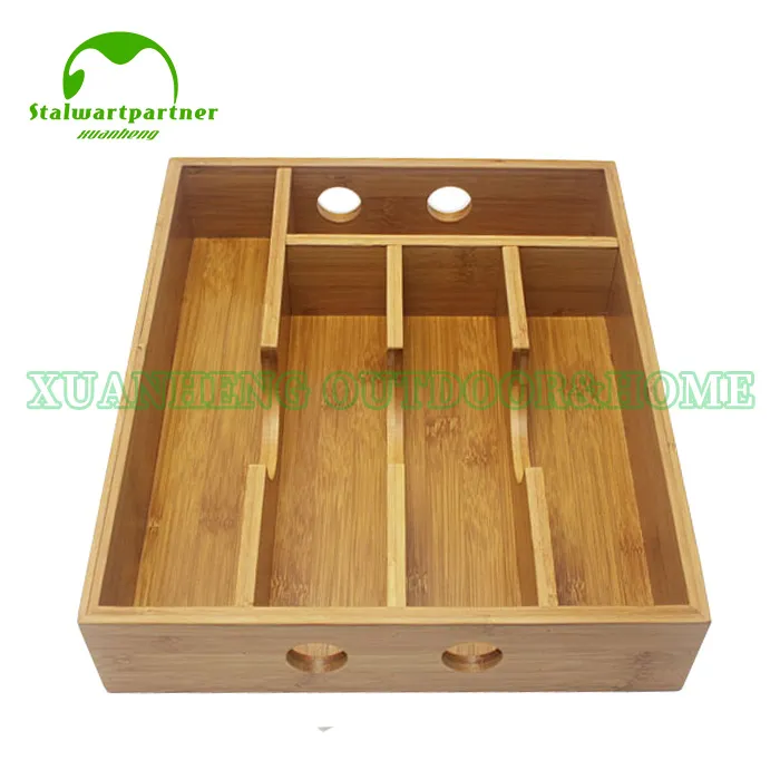 Kitchenware Accessories Expandable Utensil Drawer Organizer Wooden Bamboo Kitchen Cutlery Tray