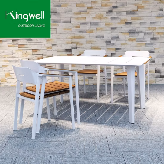 Teak Wood Dining Table Set Outdoor Garden Patio Aluminum Furniture for Dining Room