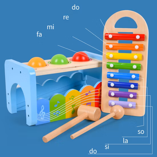 Wooden Xylophone Infant Musical for Baby Educational Montessori Toys Baby Multi-Functional 2 in 1music Instrument Toy