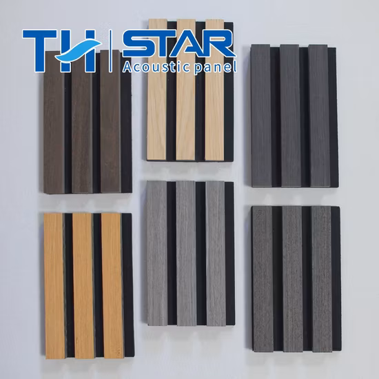 MDF Slatted Wooden Wall Akupanel with Polyester Fiber Acoustic Panel for Home Decoration